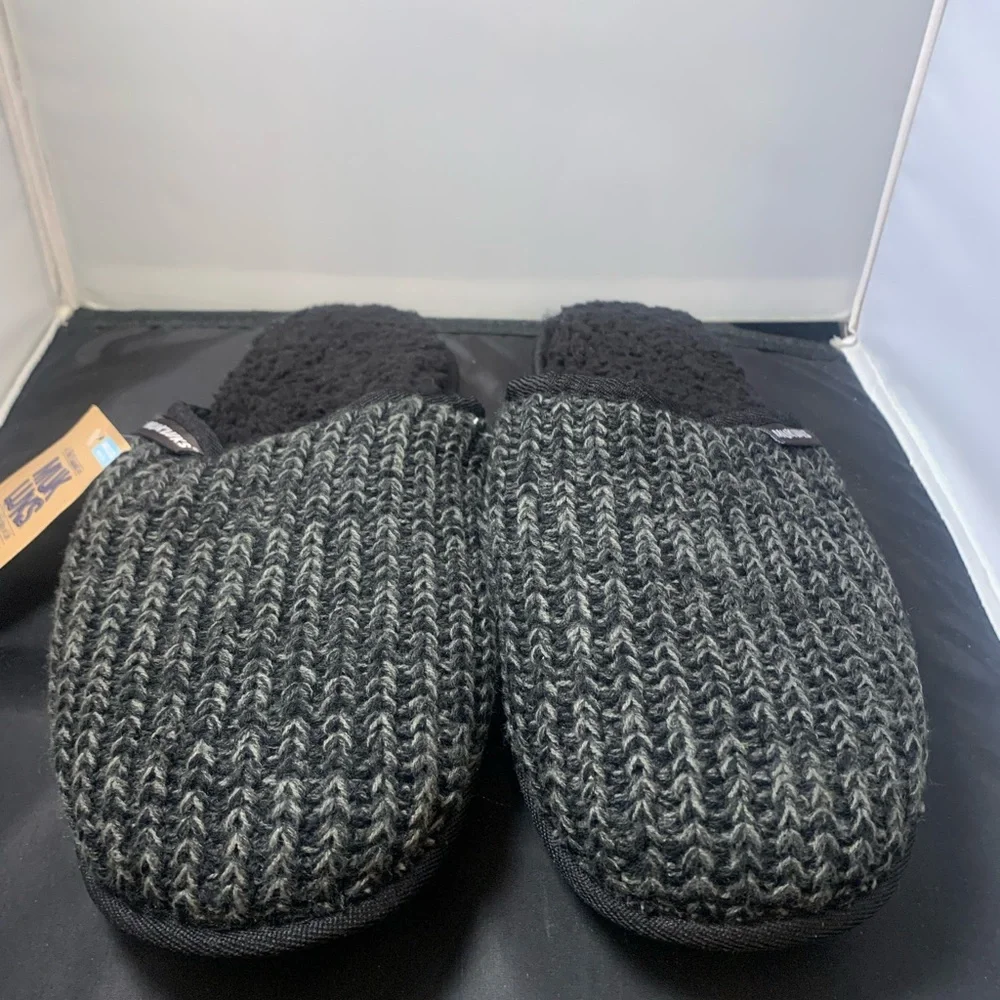 Muk Luks Men’s Cozy Knit Slippers‎ Black Size L (12–13) New With Tags